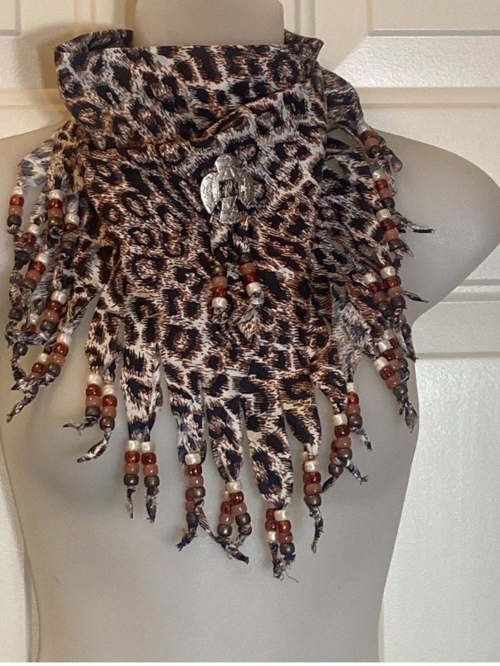 Printed Fringe Neck Scarf - Mixed Animal & Floral Prints
